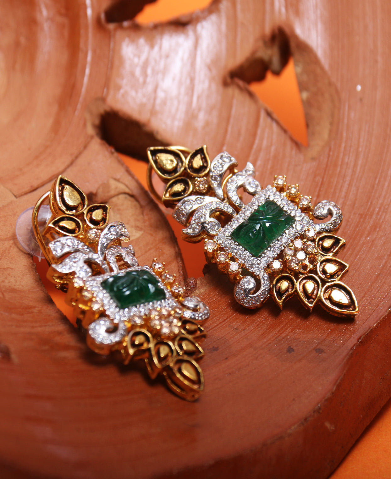 Carved Green Oversized studs
