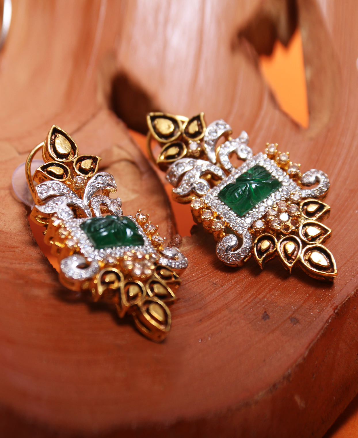 Carved Green Oversized studs