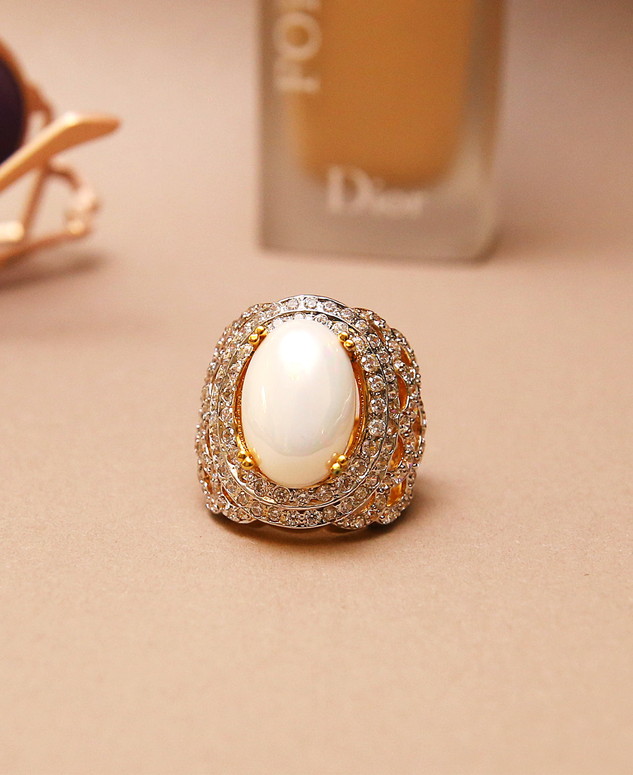 Pearl Centred Over Sized Ring