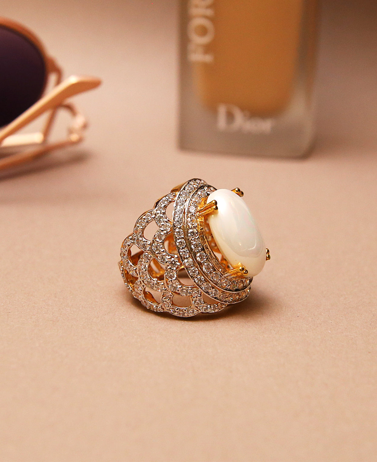Pearl Centred Over Sized Ring