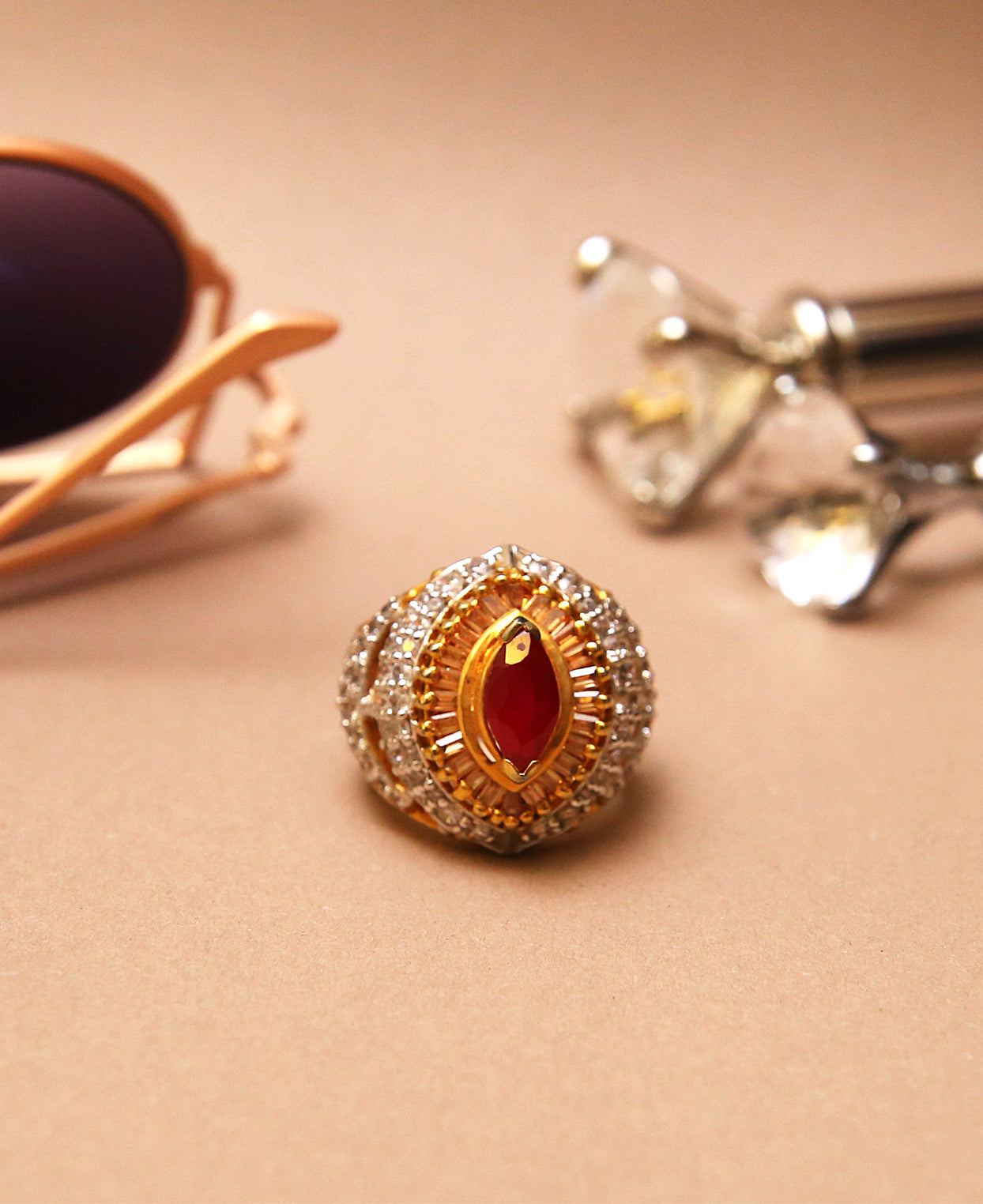 Treated Ruby Cocktail Ring