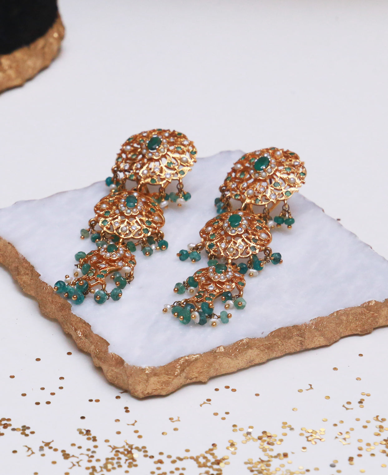 Emerald Hyderabadi Earrings