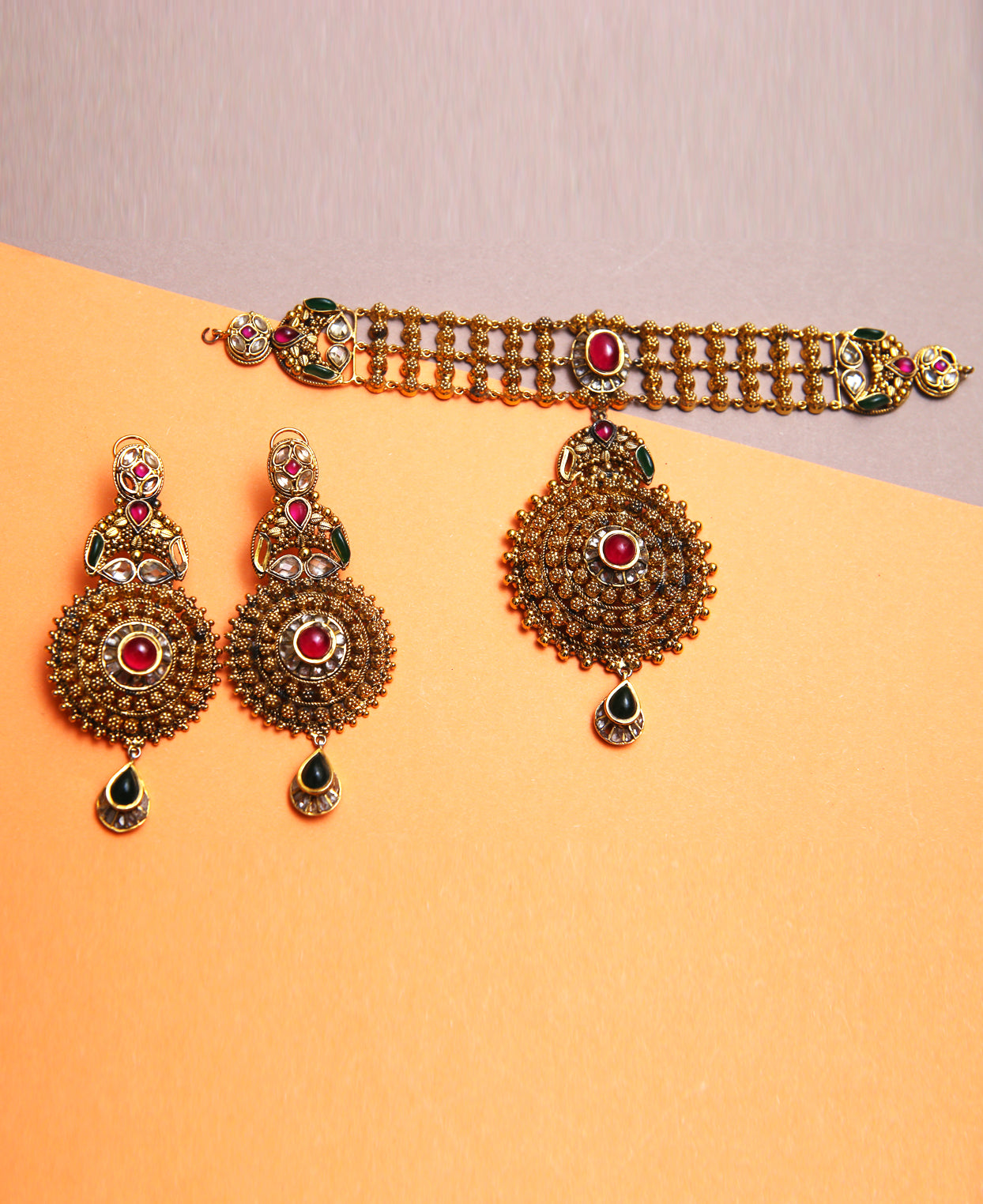 Old School Gold Choker and Dholna Set