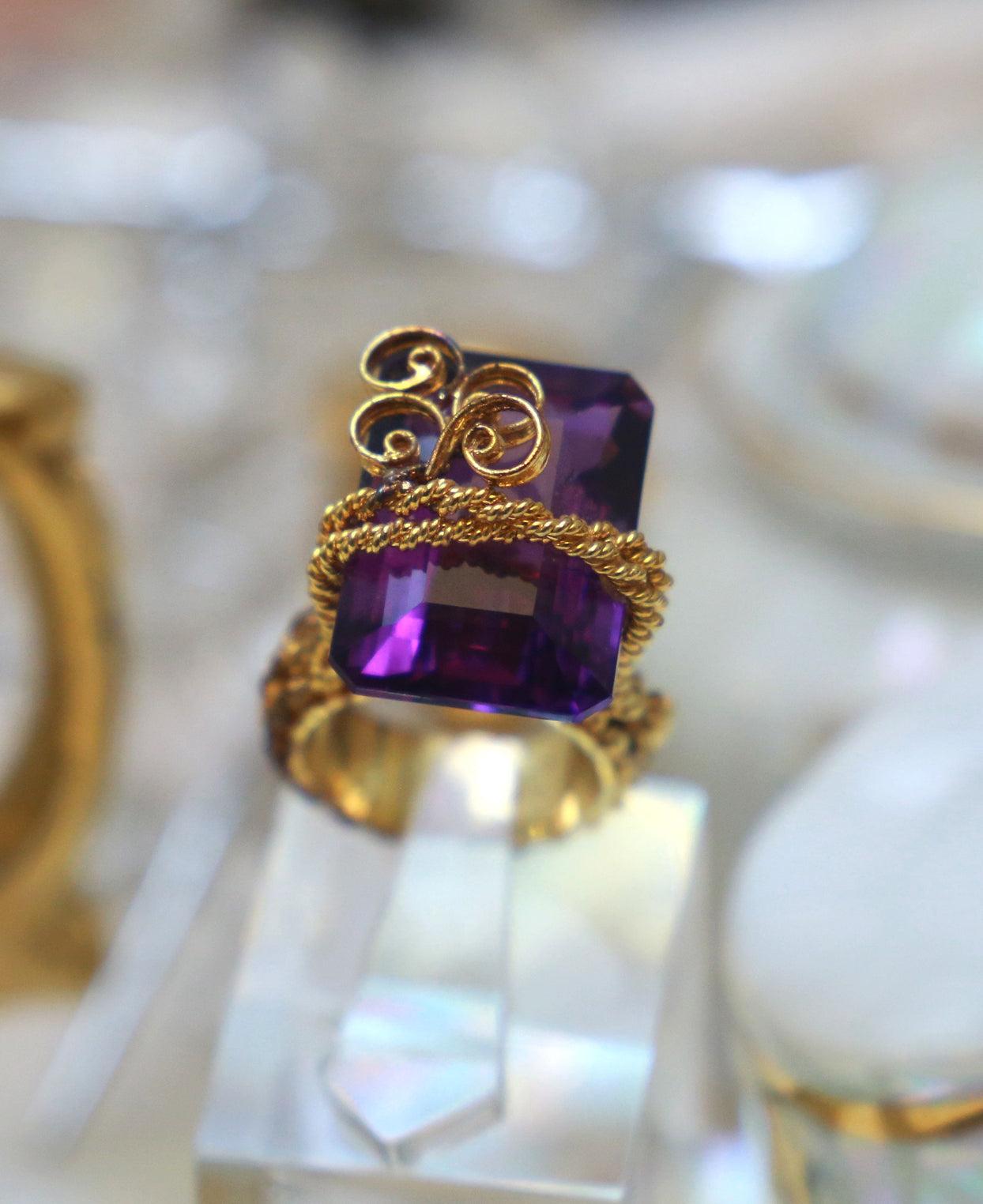 Purple Chunky Twisted Wire Ring